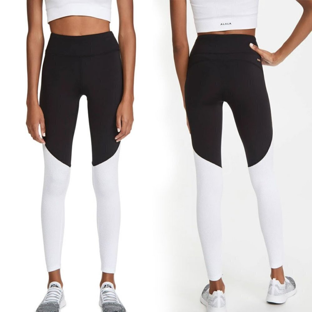 Alala Women's Black/White Wavy Tight Leggings - NWT